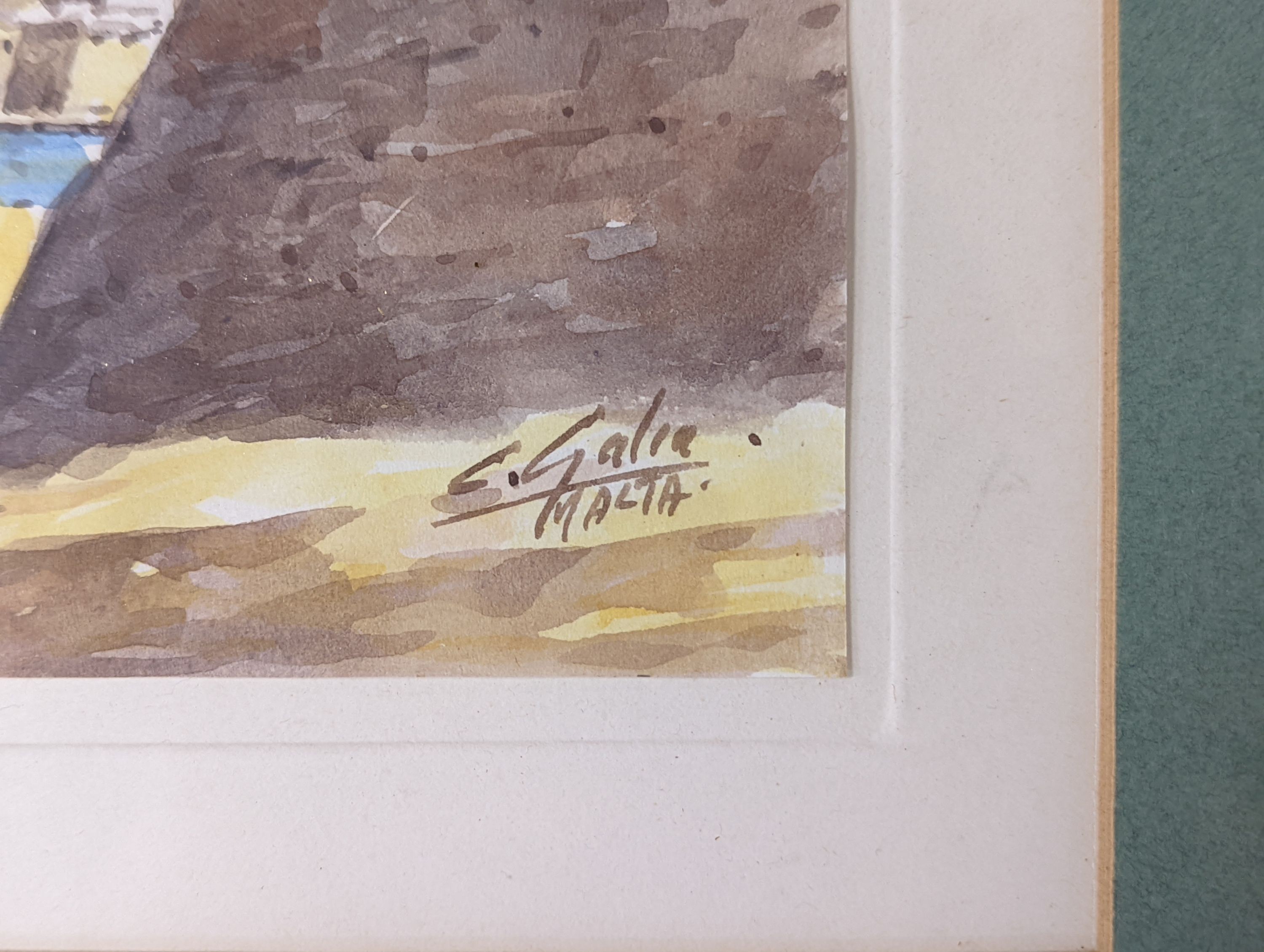 C. Galea, watercolour, Grand Harbour, Malta, signed, 17 x 25cm